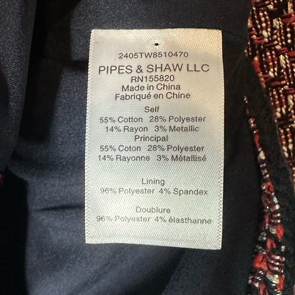 NWT Veronica Beard Ceres Metallic Cotton Blend Tweed Jacket in Size 12 Red /Navy - Picture 9 of 16